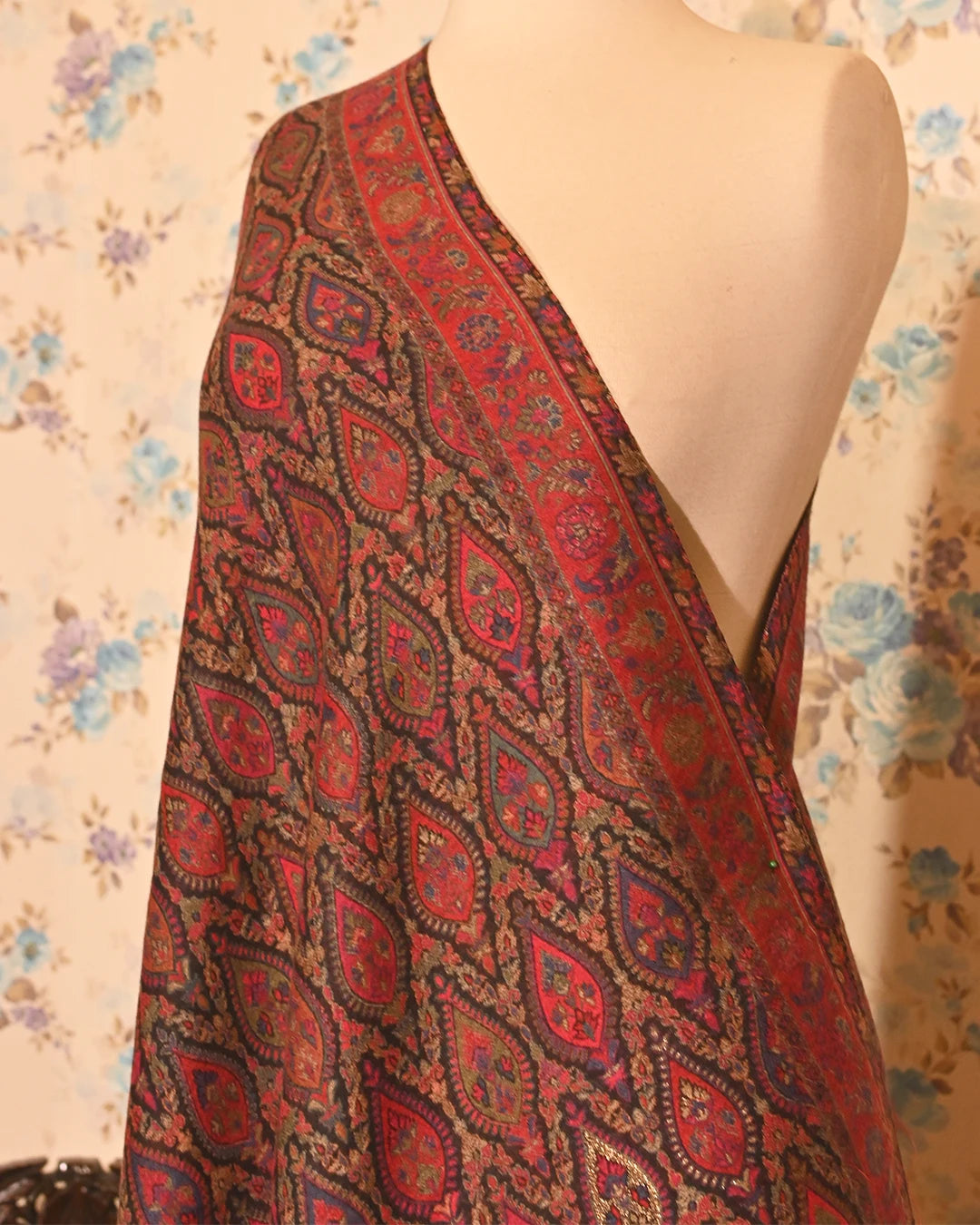 Deep Wine Zari Pashmina