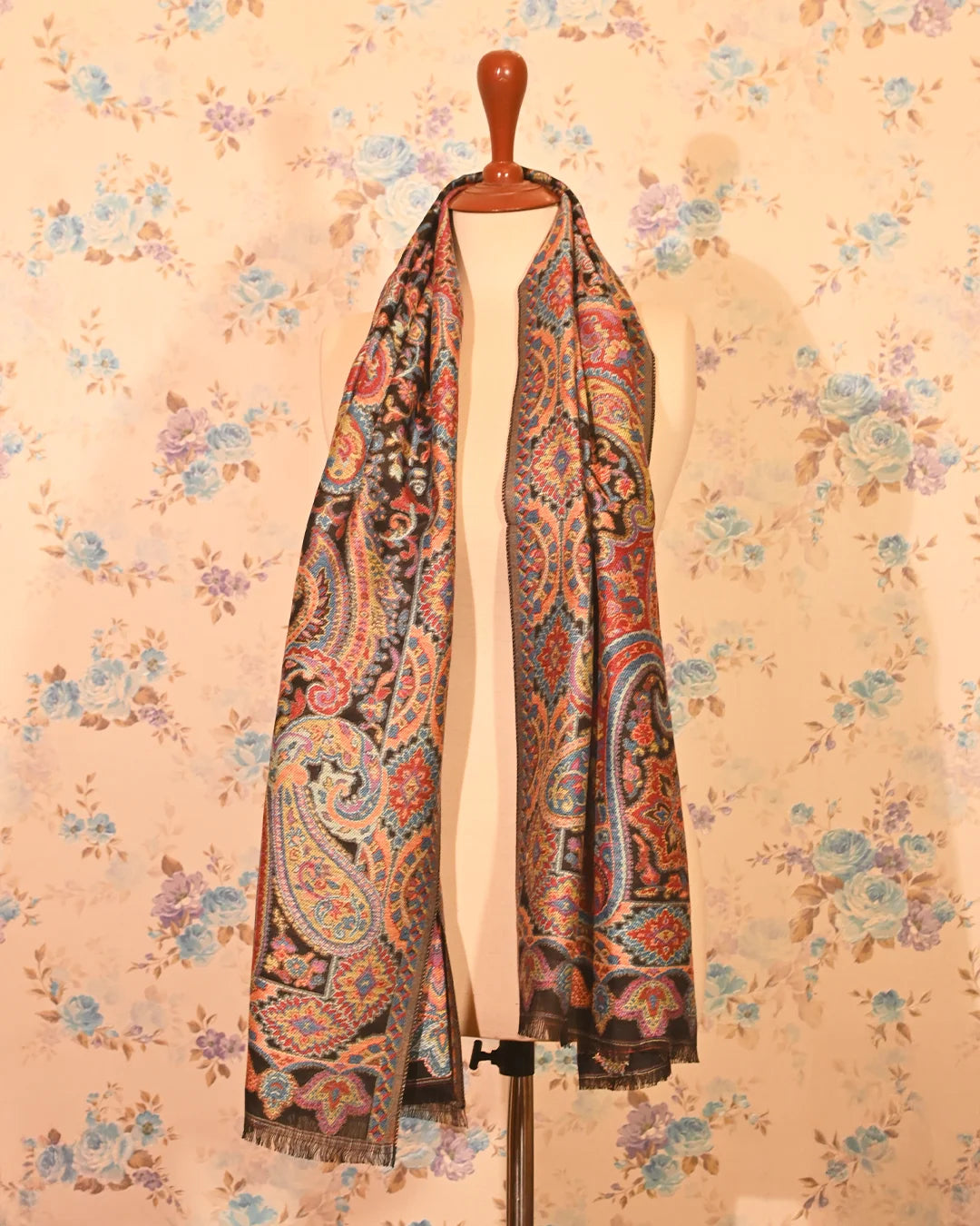 Black Paisley Cashmere Stole