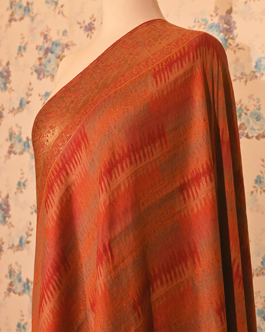 Saffron Ikkat Pashmina