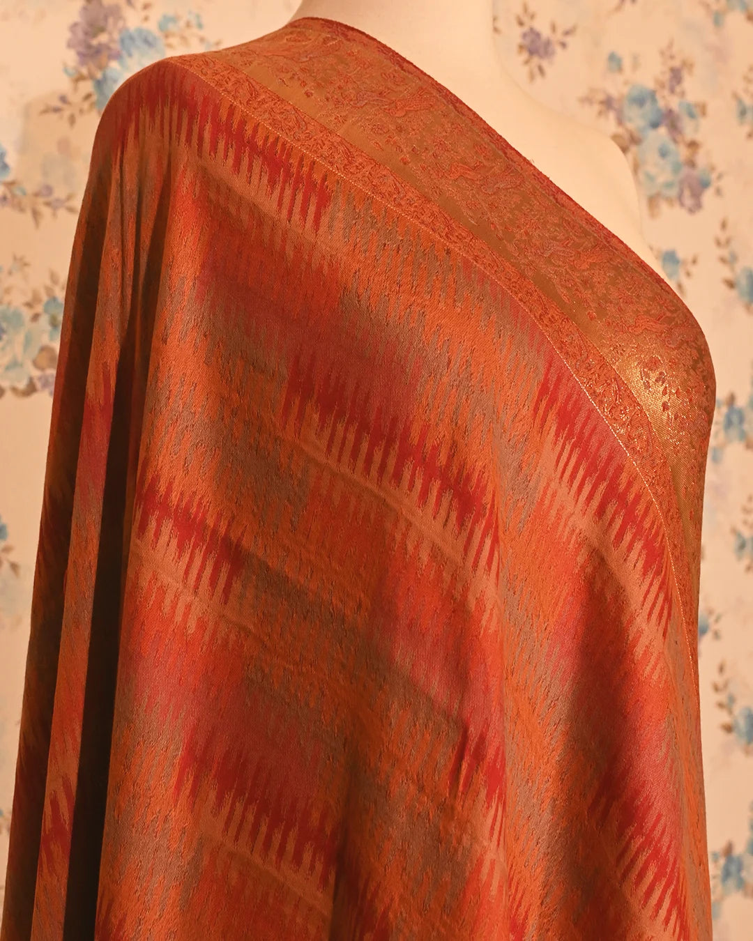 Saffron Ikkat Pashmina