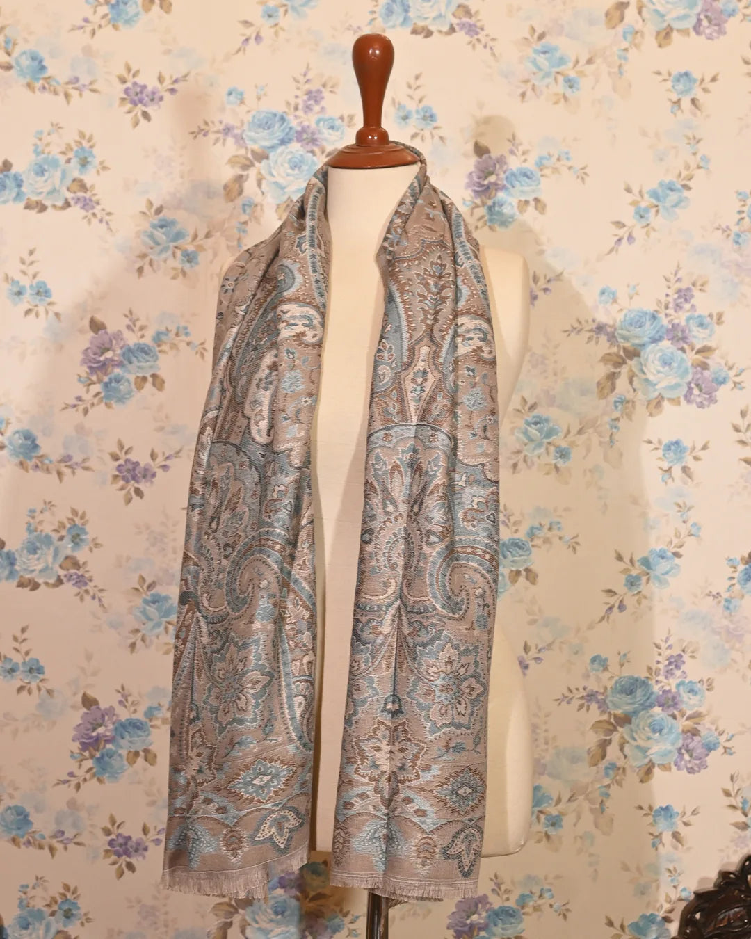 Soft Blue Paisley Stole