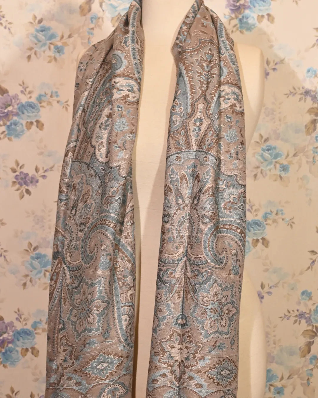 Soft Blue Paisley Stole