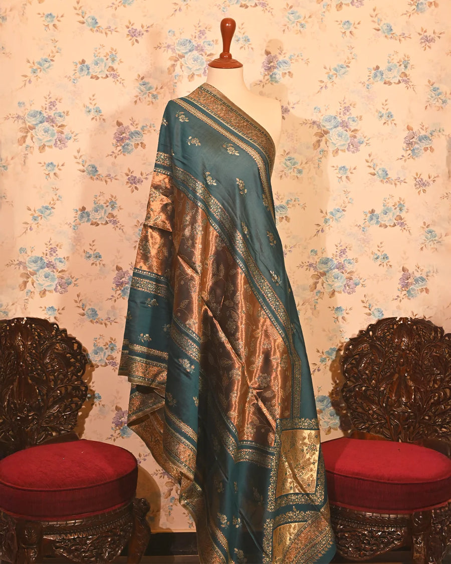 Teal Symphony Silk Dupatta