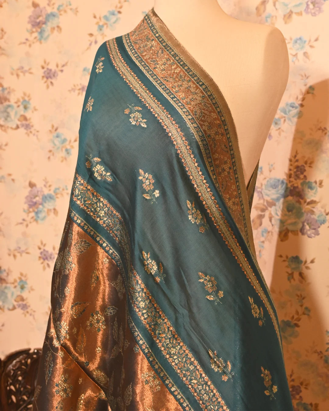 Teal Symphony Silk Dupatta
